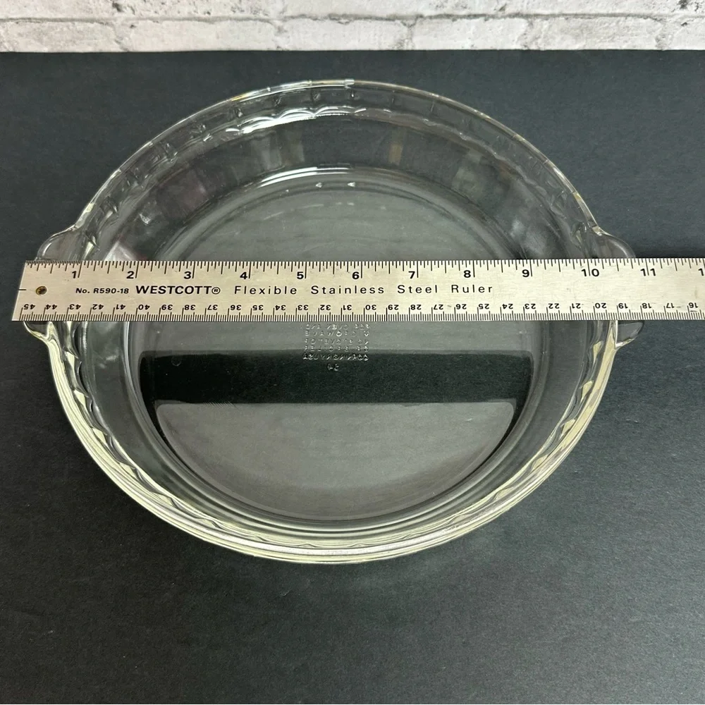 Pyrex Scalloped Edges Corning NY USA 10in Pie Clear Deep Dish Ovenware #229 VTG